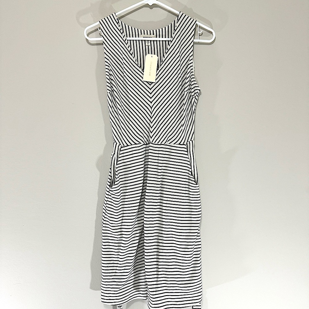 NWT Nautical Monteau White and Navy Striped Dress Size S